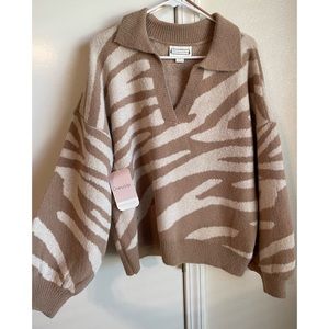 Mauve/Cream zebra stripe sweater